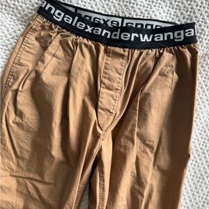 Alexander Wang Tan Logo Poplin Pants